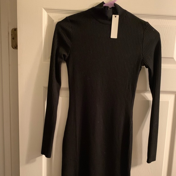 long sleeve turtleneck dress black